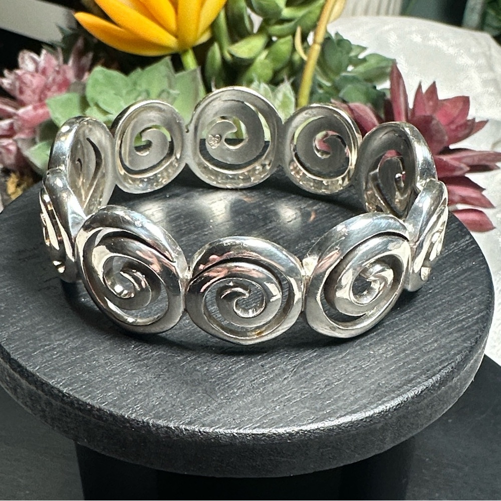 Brighton bangle chunky bracelet Silver Swirls scrolls